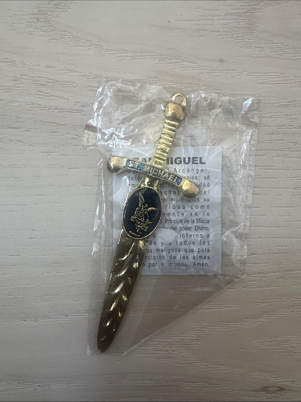 Saint Michael Sword Wall Charm - Gold Finish